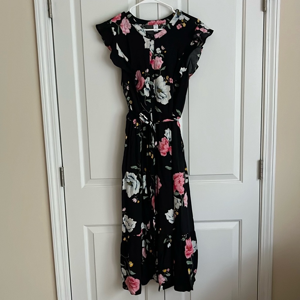 Old navy black floral midi dress.